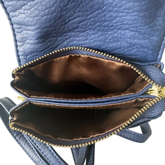 MINICAT Womens Blue Flap Adjustable Strap Crossbody Bag - Picture 5 of 6